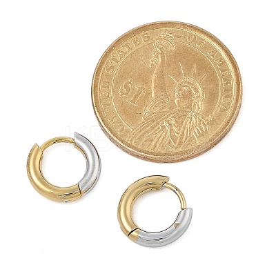 201 Stainless Steel Two Tone Hoop Earrings EJEW-Q002-01G-01-1