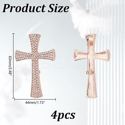 4Pcs Cross Rhinestone Lapel Pins JEWB-HY0001-50RG-1