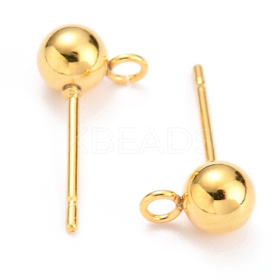 304 Stainless Steel Ball Post Stud Earring Findings X-STAS-Z035-02G-E-1