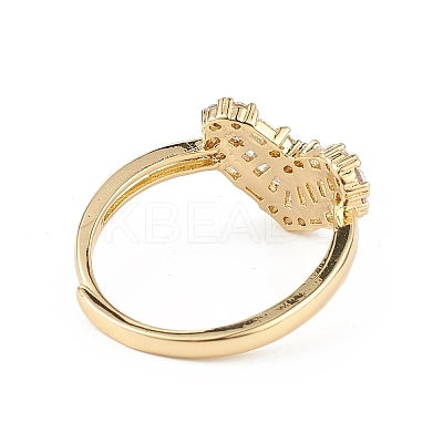 Clear Cubic Zirconia Heart Adjustable Ring RJEW-L100-024G-1