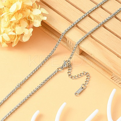 304 Stainless Steel Wheat Chain Necklace for Men Women NJEW-YW0001-17-1