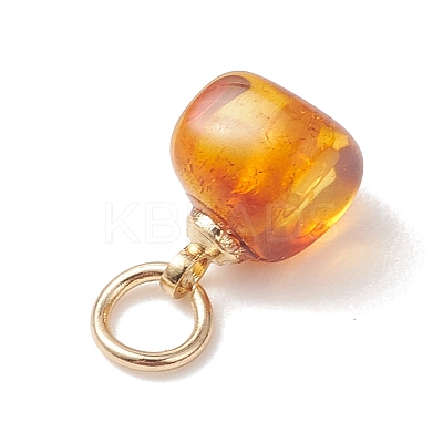 Natural Amber Cube Charms PALLOY-JF04971-01-1