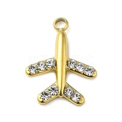 316 Surgical Stainless Steel Pendant with Rhinestone STAS-H189-01B-G-1
