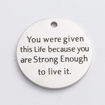 304 Stainless Steel Quote Pendants STAS-WH0014-02P-1