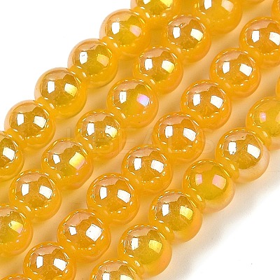 Baking Paint Electroplate Glass Beads Strands GLAA-G120-01H-1