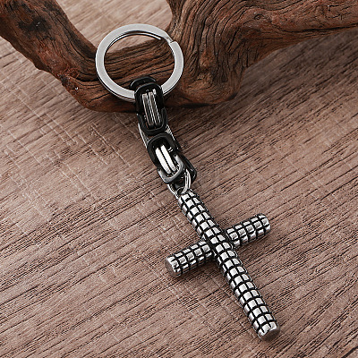 304 Stainless Steel Tartan Cross Keychains SL6248-1