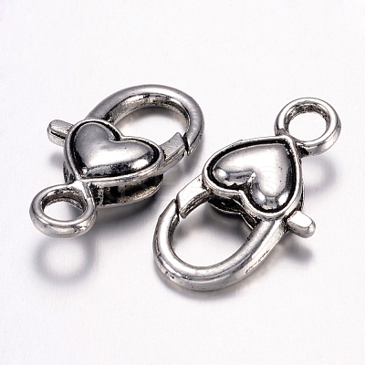 Tibetan Style Alloy Heart Lobster Claw Clasps  X-LF013Y-1