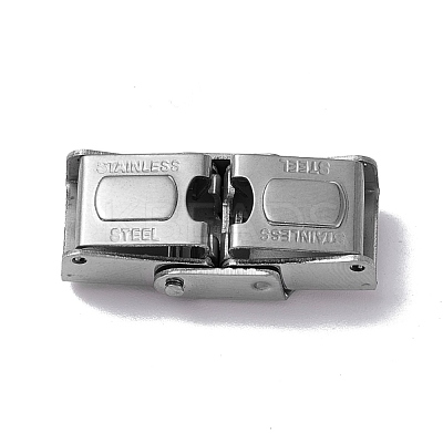 Tarnish Resistant Rectangle 201 Stainless Steel Watch Band Clasps STAS-F067-02-1
