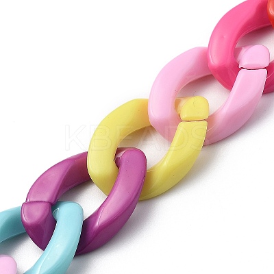 Opaque Acrylic Curb Chain for DIY Keychains HJEW-JM00400-03-1
