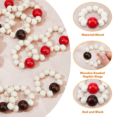 Wooden Beaded Napkin Rings AJEW-FH00004-1