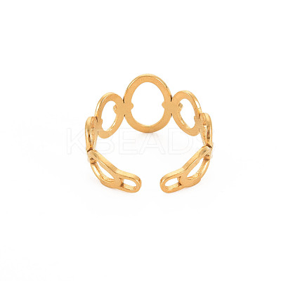 Ion Plating(IP) 304 Stainless Steel Open Oval Wrap Cuff Ring for Women RJEW-S405-187G-1