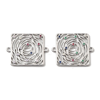 Brass Micro Pave Colorful Cubic Zirconia Hollow Connector Charms KK-K351-58C-P-1