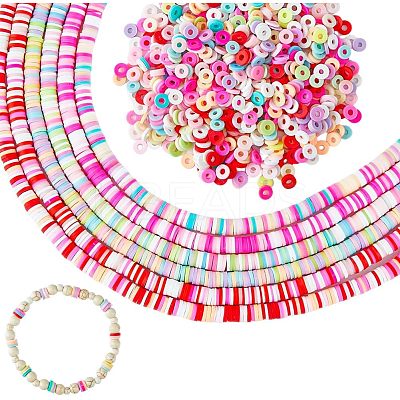 12 Strands 6 Colors Handmade Polymer Clay Beads Strands CLAY-HY0001-01-1