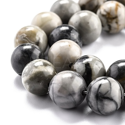 Round Natural Polychrome Jasper/Picasso Stone/Picasso Jasper Beads Strands G-O199-03C-1