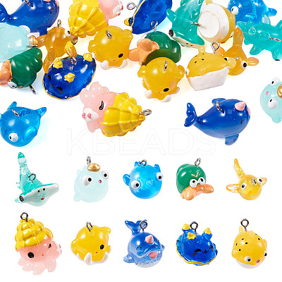 20Pcs 10 Styles Ocean Theme Resin Pendants FIND-TA0002-37-1