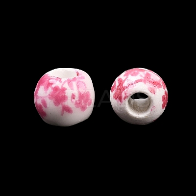 Floral Printed Porcelain Beads X-PORC-Q201-6mm-3-1