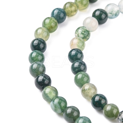 Natural Moss Agate Beads Strands GSR4mmC001-1