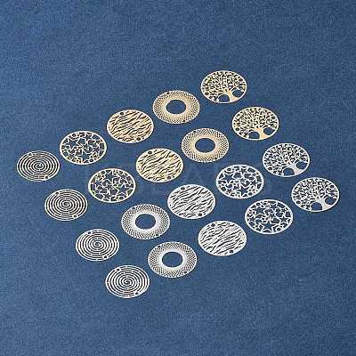 20Pcs 10 Styles Rack Plating Brass Hollow Out Connector Charms KKC-FS0001-02-1