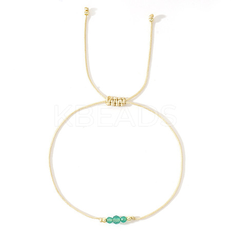 Simple Casual Brass & Natural Green Aventurine Beads Braided Bracelets LM1536-2-1