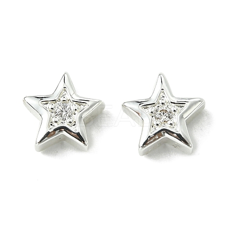 Brass Micro Pave Cubic Zirconia Beads FIND-Z035-17P-1