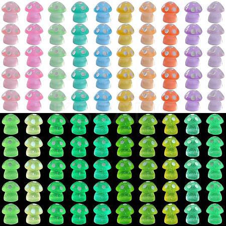 100Pcs 10 Colors Mushroom Luminous Resin Display Decorations RESI-SZ0003-46-1