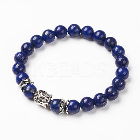 Natural Lapis Lazuli(Dyed) Stretch Bracelets BJEW-JB03251-03-1