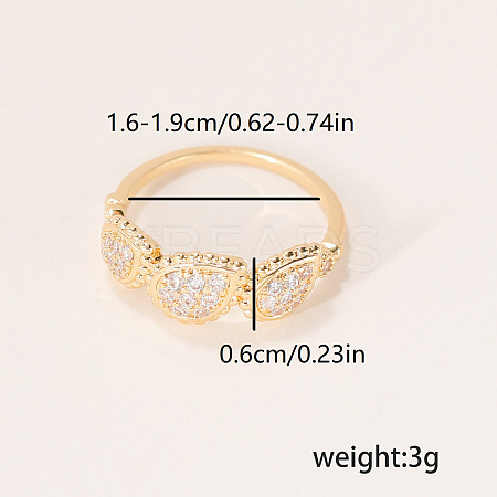 Brass Micro Pave Cubic Zirconia Finger Rings for Women PY9087-5-1