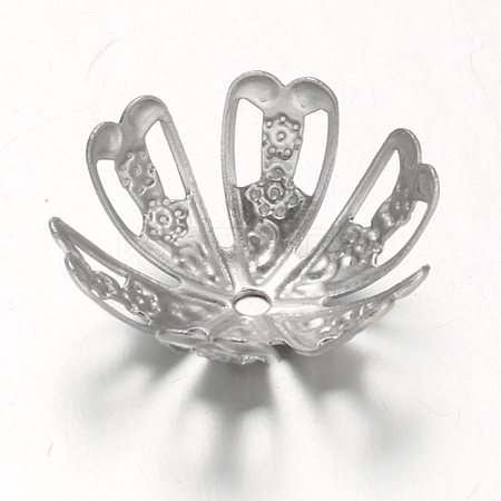 Tarnish Resistant 6-Petal 304 Stainless Steel Flower Bead Caps LS-STAS-F094-09P-1