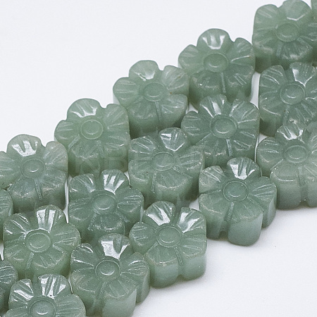 Carved Natural Green Aventurine Beads Strands G-T122-08C-1