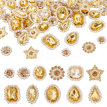 100Pcs Teardrop/Heart/Star Sew on Rhinestones GACR-TA0001-07G-1