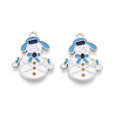 Christmas Rack Plating Alloy Enamel Snowman Pendants ENAM-T024-77A-P-1