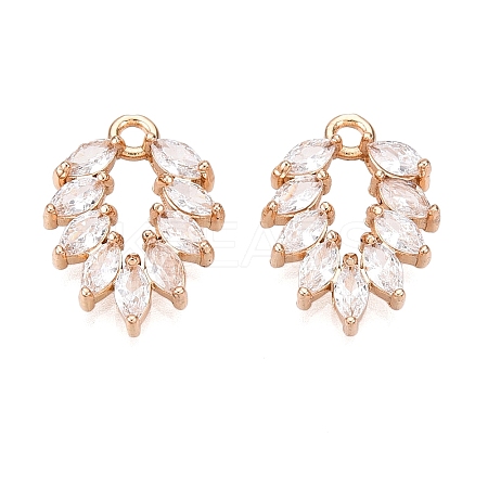 Brass Micro Pave Clear Cubic Zirconia Pendants KK-T060-33G-RS-1