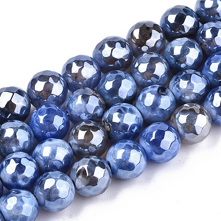 Electroplate Natural Agate Beads Strands LS-G-T131-54G-1