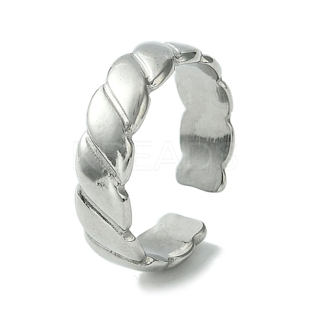 Non-Tarnish 304 Stainless Steel Grooved Open Cuff Ring LS-RJEW-L110-027P-1