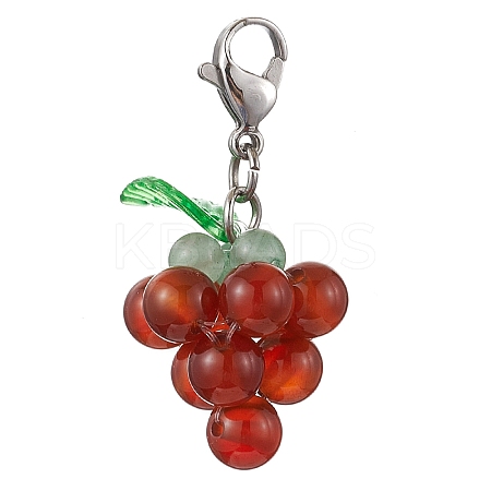 Grape Natural Carnelian Pendant Decoration HJEW-TA00293-02-1