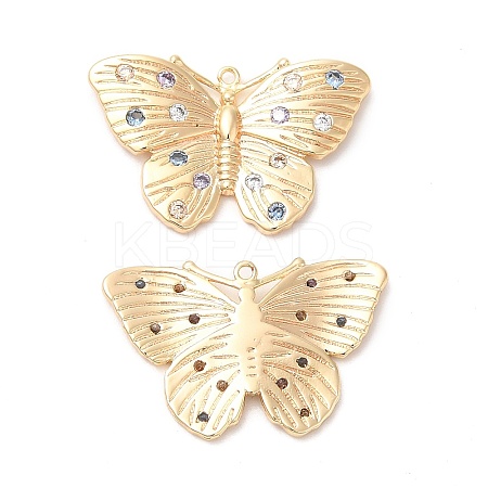 Brass with Cubic Zirconia Pendants KK-K333-46G-1