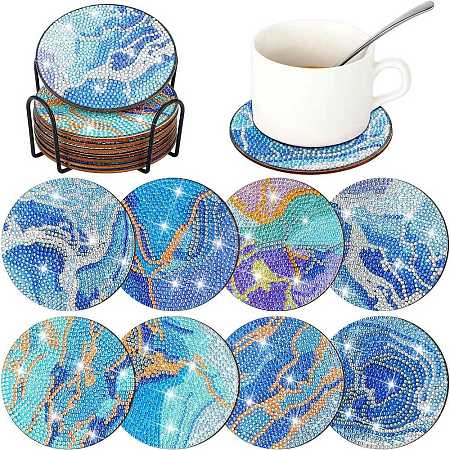 8Pcs Coaster DIY Diamond Painting Kit PW-WG56697-01-1