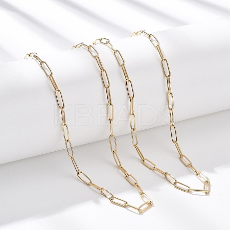 3.5MM 304 Stainless Steel Paperclip Chain Necklaces NJEW-T016-07G-1