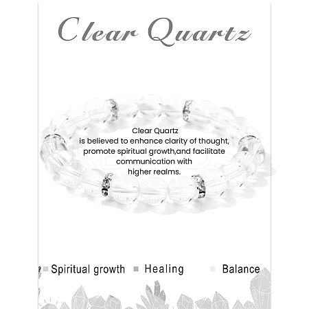 Natural Quartz Crystal Round Beaded Stretch Bracelets for Women Men IS6879-5-1