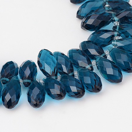 Transparent Faceted Teardrop Glass Beads Strands GLAA-J069-05-1