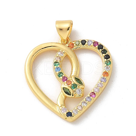 Brass Micro Pave Cubic Zirconia Pendants KK-P292-19G-01-1