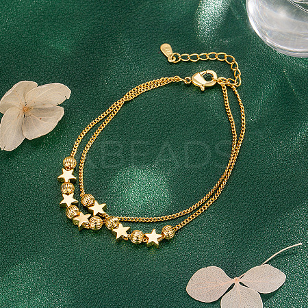 Brass Curb Chain 2-Strand Bracelets for Women WG9F5FA-01-1