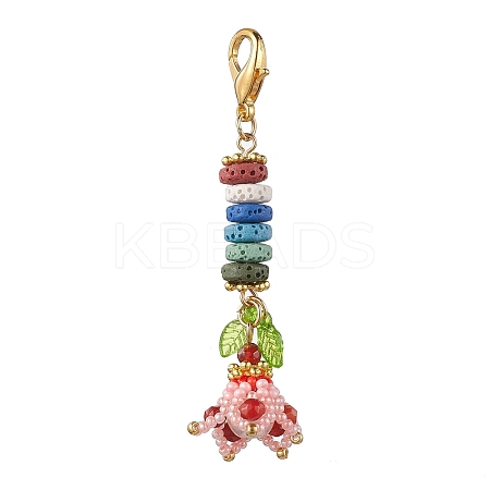 Natural Lava Rock Beads Pendant Decorations HJEW-MZ00042-01-1