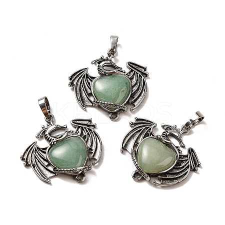 Natural Green Aventurine Heart Pendants KK-K331-01AS-09-1