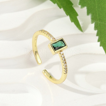 Brass Micro Pave Cubic Zirconia Cuff Rings RJEW-S400-16B-G-1