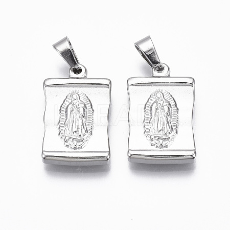 304 Stainless Steel Lady of Guadalupe Pendants STAS-R112-003-1