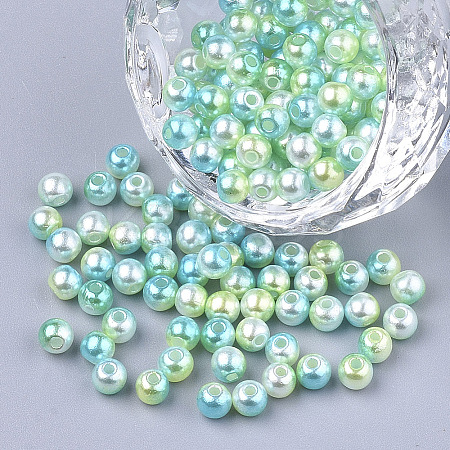 Rainbow ABS Plastic Imitation Pearl Beads X1-OACR-Q174-10mm-03-1