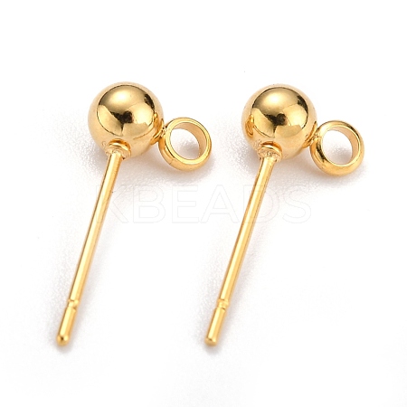 304 Stainless Steel Ball Post Stud Earring Findings X-STAS-Z035-01G-C-1