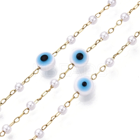 Handmade Lampwork&Imitation Pearl Beads Chains CHS-T006-13G-1
