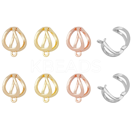 16Pcs 8 Style Rack Plating Brass Clip-on Earring Findings KK-FH0005-37-1